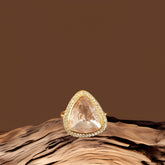 Trillion-Cut Polki Halo Ring in 925 Sterling Silver