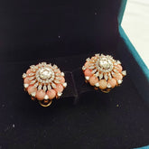 Gold finish Floral Coral Glow Stud Earrings in 925 Sterling sliver