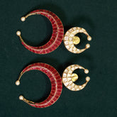 92.5 Pure Silver Moissanite Polki & Ruby Earrings