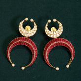 92.5 Pure Silver Moissanite Polki & Ruby Earrings
