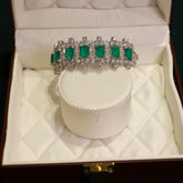 92.5 Pure Silver Moissanite Diamond & Emerald Bracelet
