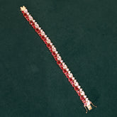 92.5 Pure Silver Moissanite Diamond & Ruby Bracelet