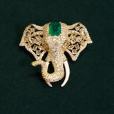 92.5 Pure Silver Moissanite Diamond & Emerald Brooch