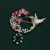 92.5 Pure Silver Moissanite Diamond, Emerald & Ruby Brooch