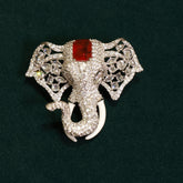92.5 Pure Silver Moissanite Diamond & Ruby Brooch