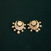 92.5 Pure Silver Moissanite Polki & Pearl Earrings