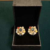 92.5 Pure Silver Moissanite Polki & Stones Earrings