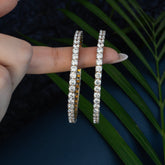 Gold Finish CZ Bangle In 925 Sterling Silver