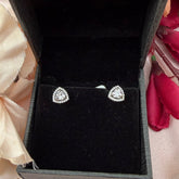 Triangle Shaped Moissanite Diamonds Solitaire Studs in 925 Sterling Silver