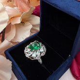 Moissanite Diamond and semi precious stones Ring in 925 Sterling Silver