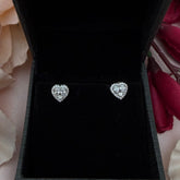 Heart shaped Moissanite Diamond Solitaire Studs in 925 Sterling Silver