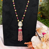 Gold Finish Moissanite Polki & semi precious stones Necklace in 925 Sterling Silver