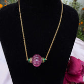 Gold Finish Semi precious stone centre pendant/necklace in 925 Sterling Silver