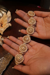 24 Ckt Gold Polished Moissanite Polki & Pearl Floral Bracelet in 92.5 Pure Silver