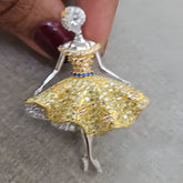 Dual Gold Finish Girl Design Brooch in 925 Sterling Silver