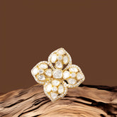 Gold Finish CZ & Moissanite Polki Ring In 925 Sterling Silver