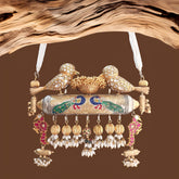 Gold finish Royal Bird Nest Replica Necklace in Moissanite Polki & multiple gemstones | 925 Sterling Silver