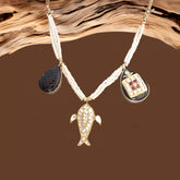 Gold finish Black Rhodium & Moissanite Polki Necklace in 925 Sterling Silver