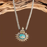 Elegant 925 Silver Necklace with Centre Royal Blue Gemstone