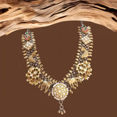 Gold finish Moissanite Polki Theme Necklace in 925 Sterling Silver