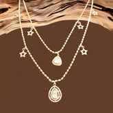 Gold finish Moissanite Polki two Pendant Necklace in 925 Sterling Silver