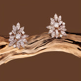 White Finish Radiant Cluster Moissanite Stud Earrings in 925 Sterling Silver