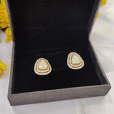 Halo Moissanite Triangle Cut Stud Earrings in 925 Sterling Silver