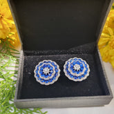 Sapphire Blossom Stud Earrings in 925 Sterling Silver