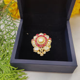 Ruby & Polki Floral Cocktail Ring in 925 Sterling Silver