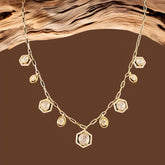Gold Finish Moissanite Polki & CZ Necklace in 925 Sterling Silver