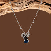 White Finish Zircon and Synthetic Sapphire Pendant Necklace in 925 Sterling Silver