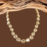 Single Layer Gold finish Moissanite Polki Necklace | 925 Sterling Silver | 18kt Gold Plated
