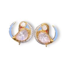 Peacock Stud earring with enameling| 925 Sterling Silver | Jadau Jewelry