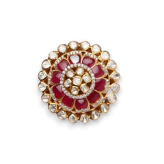 Charming Floral Polki Ring - Adjustable to Fit All | 925 Sterling Silver | 18kt Gold Plated | Jadau Jewelry