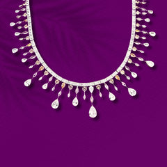 White Finish Zircon and Topaz Necklace in 925 Sterling Silver