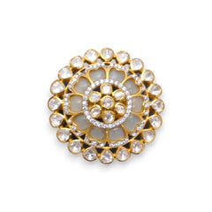 Charming Floral Polki Ring - Adjustable to Fit All | 925 Sterling Silver | 18kt Gold Plated | Jadau Jewelry