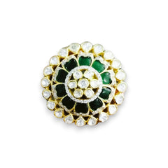 Charming Floral Polki Ring - Adjustable to Fit All | 925 Sterling Silver | 18kt Gold Plated | Jadau Jewelry