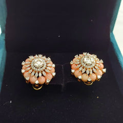 Gold finish Floral Coral Glow Stud Earrings in 925 Sterling sliver