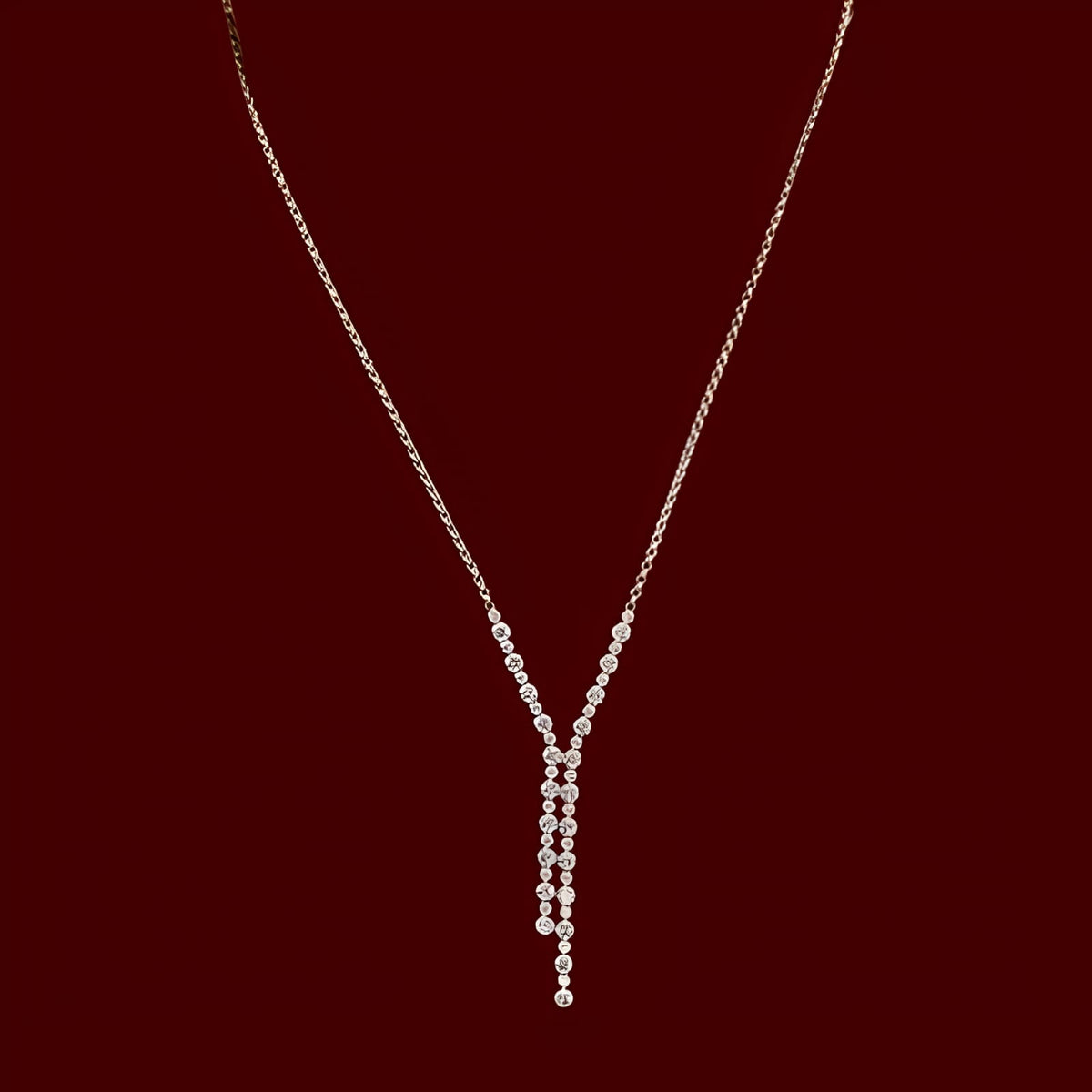 Rose Gold Finish Zircon Pendant Necklace in 925 Sterling Silver