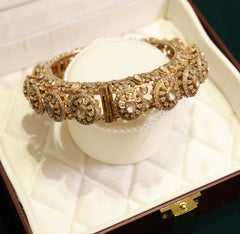 24kt Gold Polished 92.5 Pure Silver Moissanite Polki Bracelet