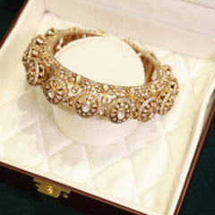 24kt Gold Polished 92.5 Pure Silver Moissanite Polki Bracelet
