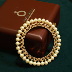 24kt Gold Polished 92.5 Pure Silver Moissanite Polki & Pearl Bracelet