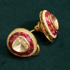 92.5 Pure Silver Moissanite Polki Earrings