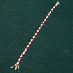 92.5 Pure Silver Moissanite Diamond & Ruby Bracelet