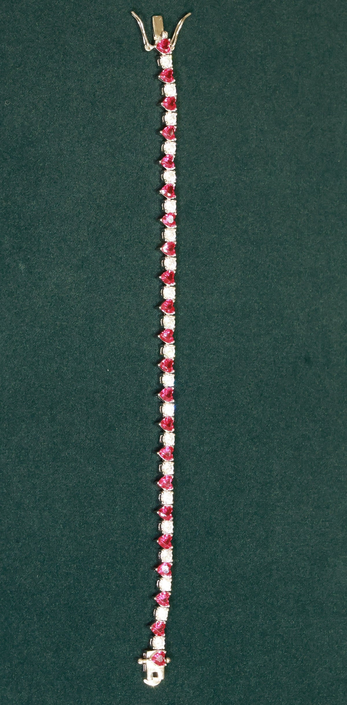 92.5 Pure Silver Moissanite Diamond & Ruby Bracelet
