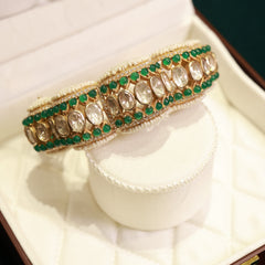 24kt Gold Polished 92.5 Pure Silver Moissanite Polki Bracelet