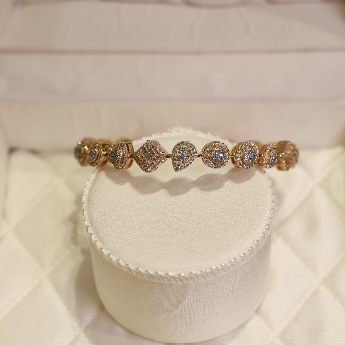 24kt Gold Polished 92.5 Pure Silver Moissanite Diamond Bracelet