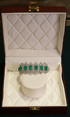 92.5 Pure Silver Moissanite Diamond & Emerald Bracelet