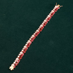 92.5 Pure Silver Moissanite Diamond & Ruby Bracelet