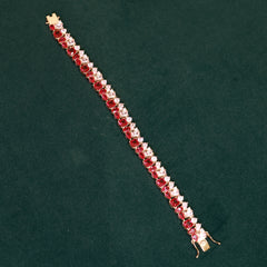 92.5 Pure Silver Moissanite Diamond & Ruby Bracelet